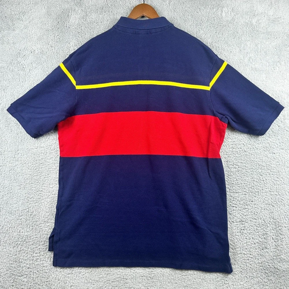 Polo Ralph Lauren‎ Mens 2XLT Tall Navy Blue Red Colorblock Pique Polo Shirt